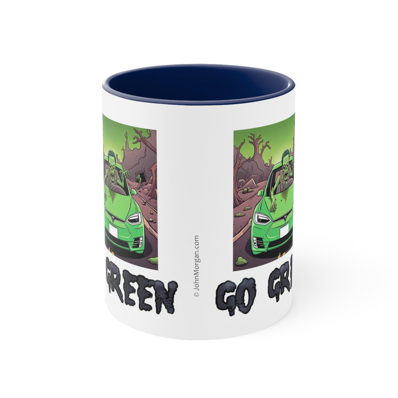 Go Green Tesla Zombie Accent Coffee Mug, 11oz
